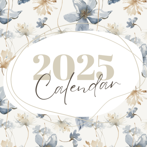 Creamy Pastel Color Floral Watercolor Illustration 2025 Wall Calendar