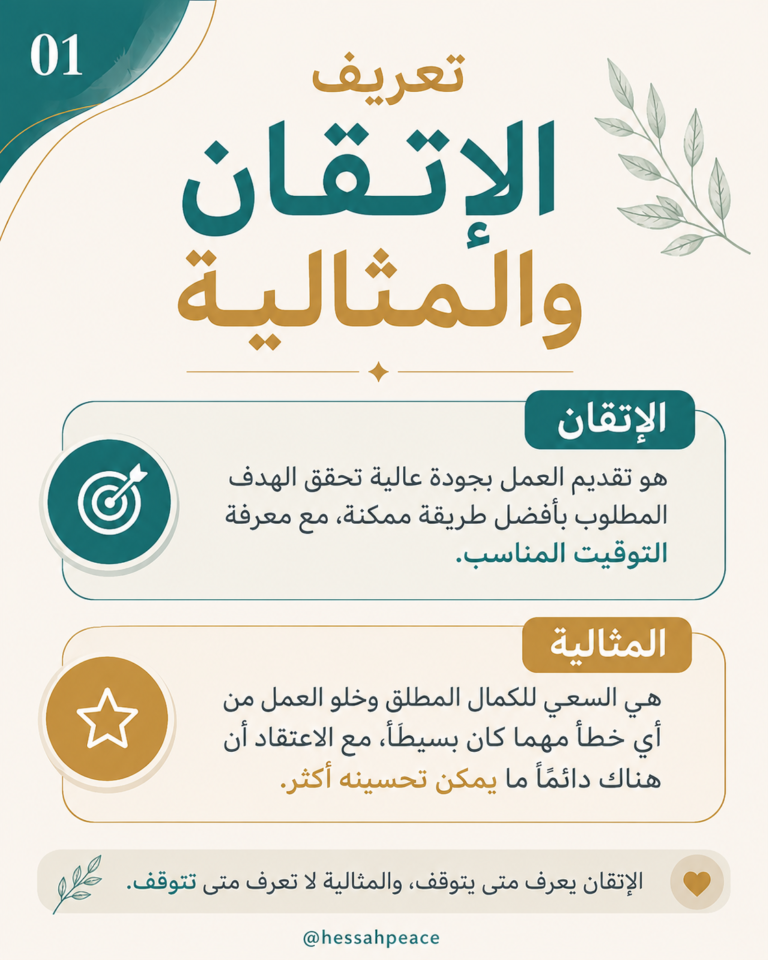 تعريف الإتقان والمثالية